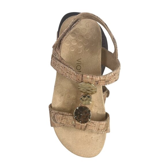 Vionic Womens Rest Farra Cork Sandals With Gold Accent Discs Size 8W - Picture 3 of 10